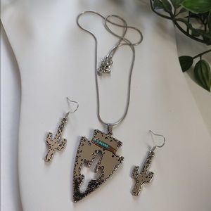 CACTUS NECKLACE EARRINGS SET